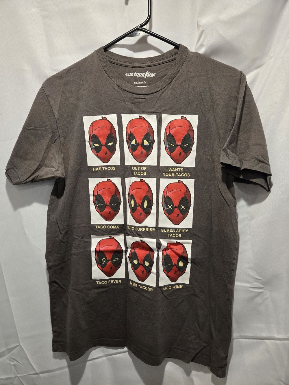Marvel Gray Tee with Red Deadpool Taco Panels